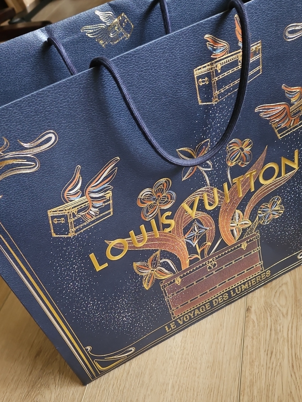Louis Vuitton 2024 Holiday Edition Gift Bag Navy Blue With Gold Accents Like New